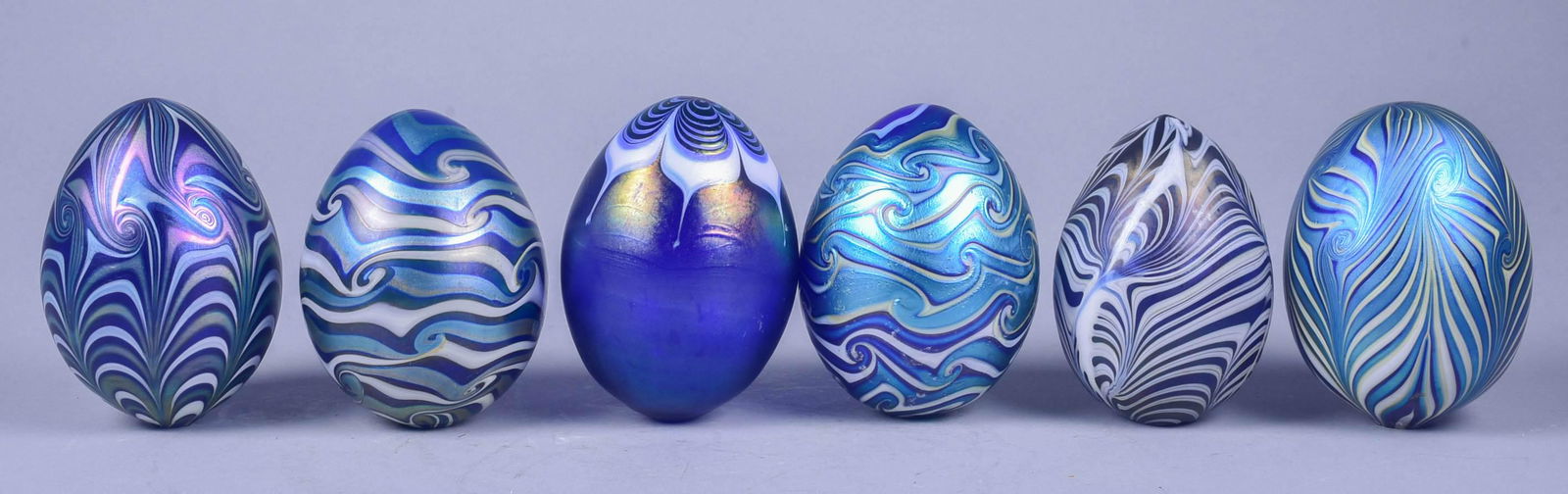 (6) Art Glass Eggs (1 of 9)
