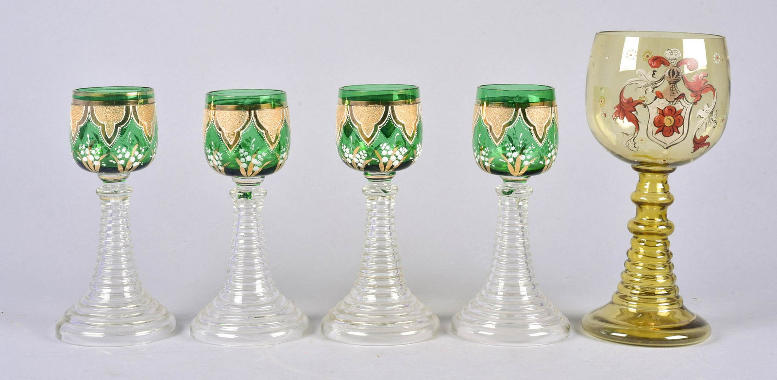 (5) 19th c. Enamel Painted Roemer Glasses (1 of 2)