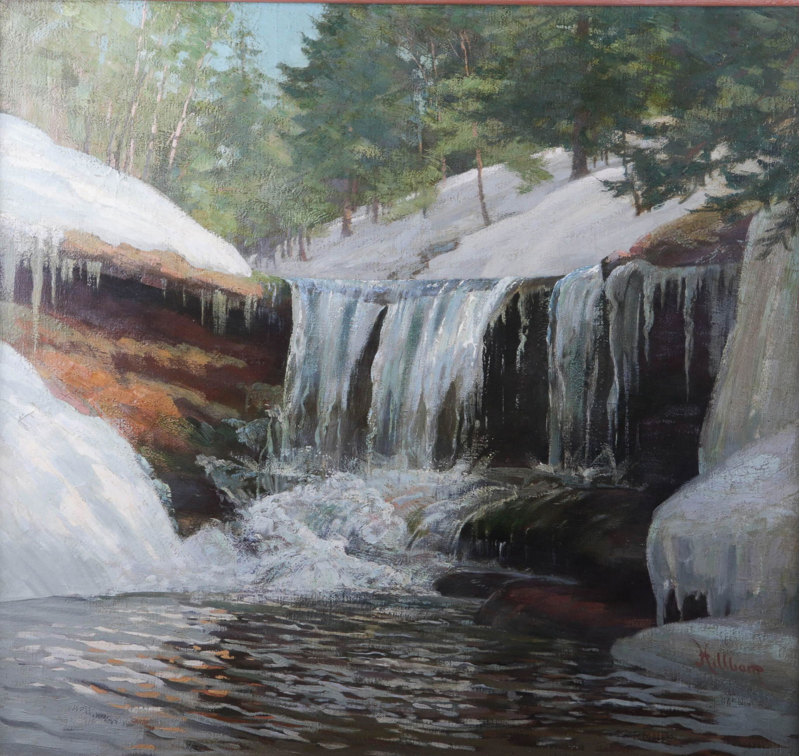 Henrik Hillbom Painting "Winter Waterfall" (1 of 3)
