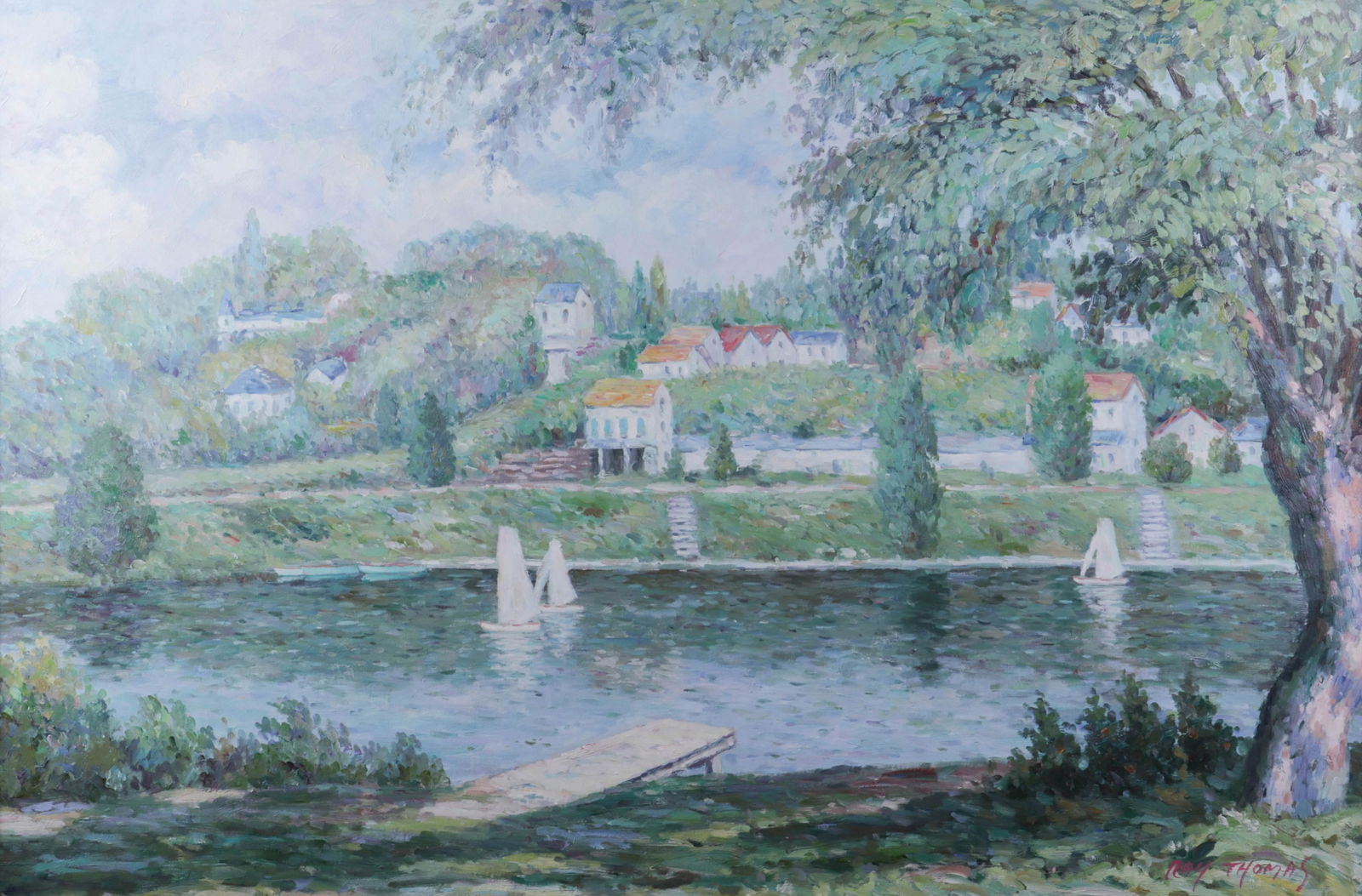 Contemporary Impressionist Ptg Lakeside Landscape (1 of 3)