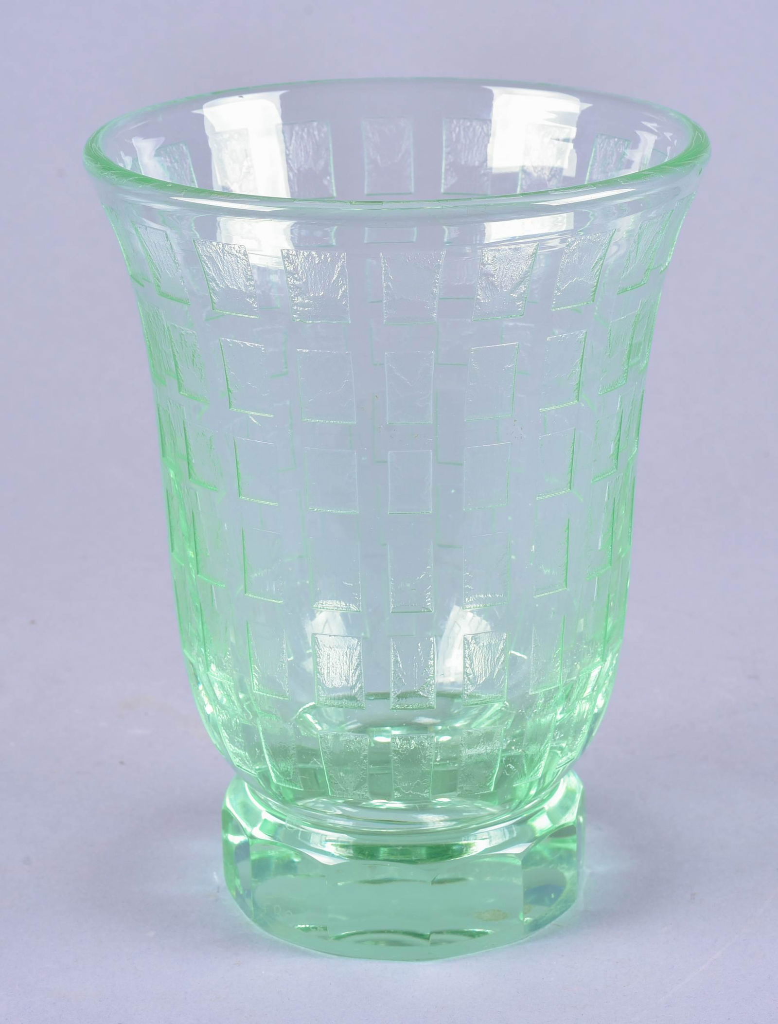 Daum 'Rhythms' Style Vase: Daum 'Rhythms' style vase, faceted foot with fluted rim, signed 'Daum Nancy France' at side, 7-1/4"h, 5-1/4" diam