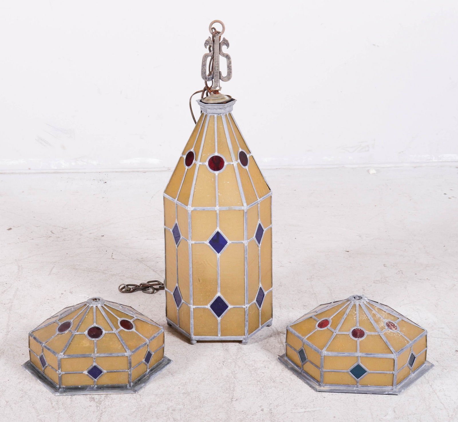 (3) pc leaded glass lamp/shades (1 of 1)