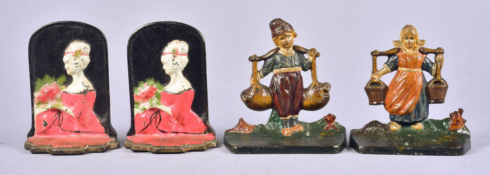 (2) Pr Enamel Painted Bronze Cast Bookends (1 of 1)