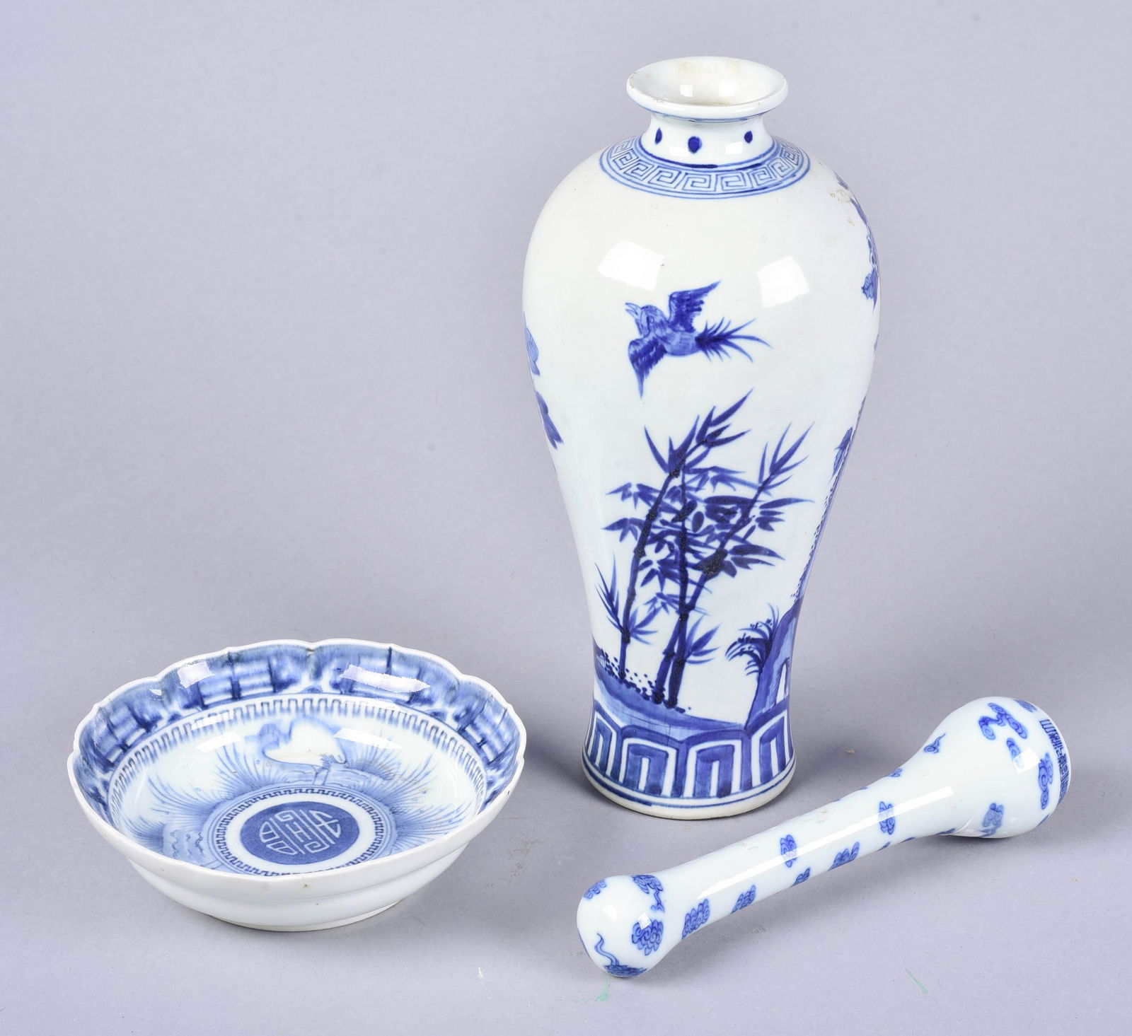 (3) Pcs Chinese blue & White Porcelain (1 of 5)