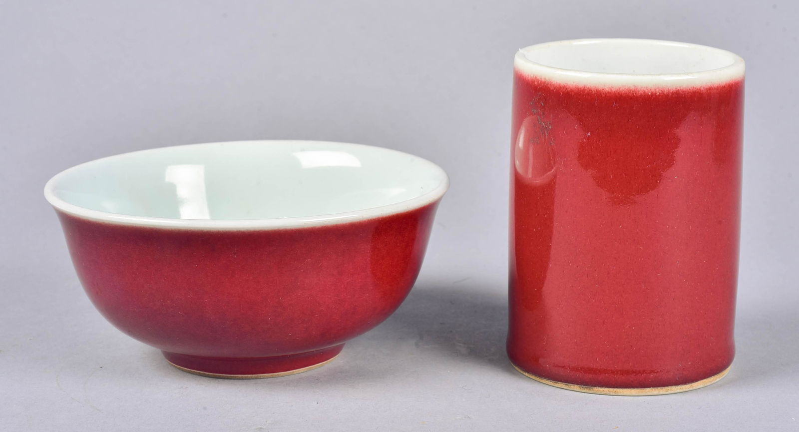 (2) Pcs Chinese Oxblood Glazed Porcelain (1 of 4)