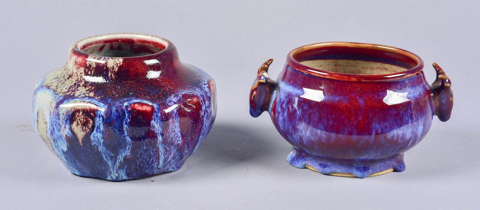 (2) Pcs Chinese Flambe Glazed Porcelain (1 of 4)