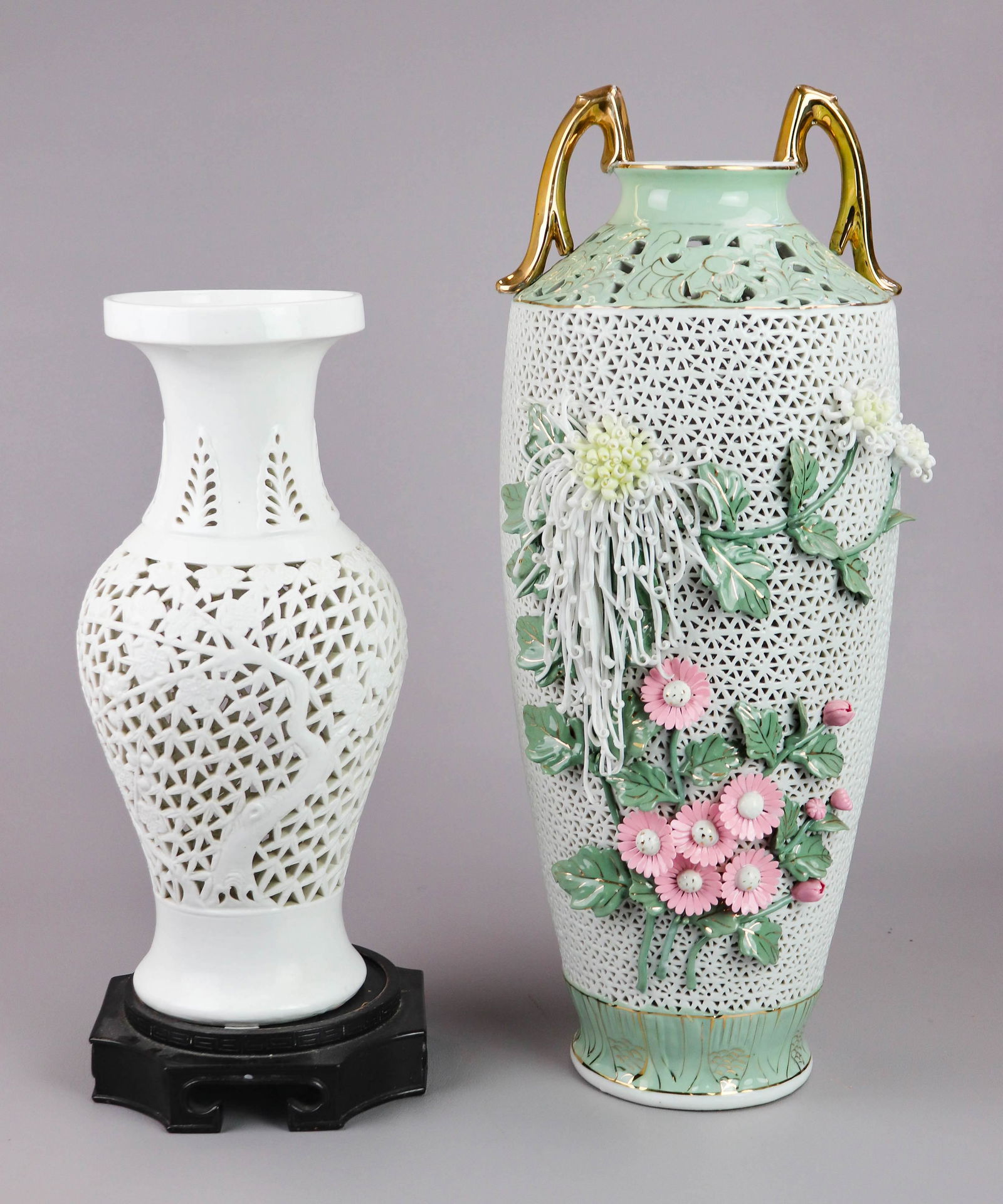 (2) Pcs Chinese Reticulated Porcelain (1 of 3)