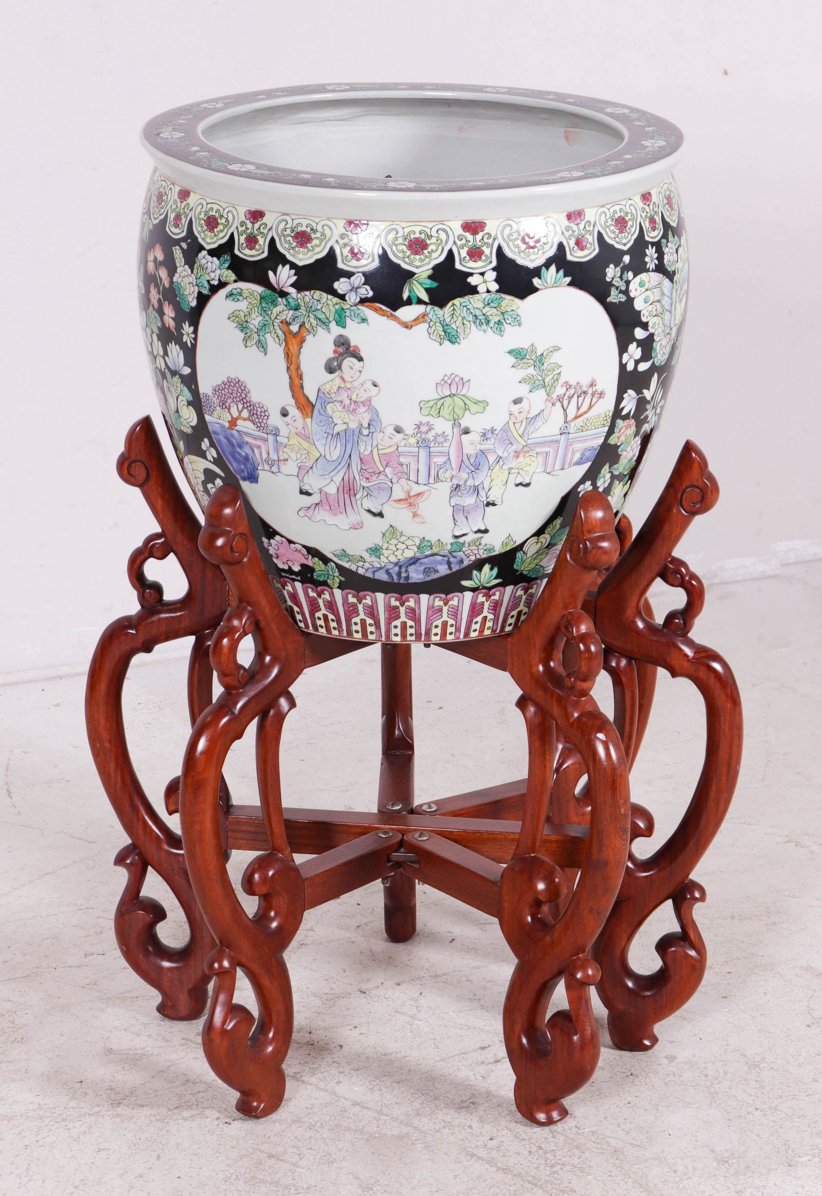 Chinese fishbowl on folding stand (1 of 3)