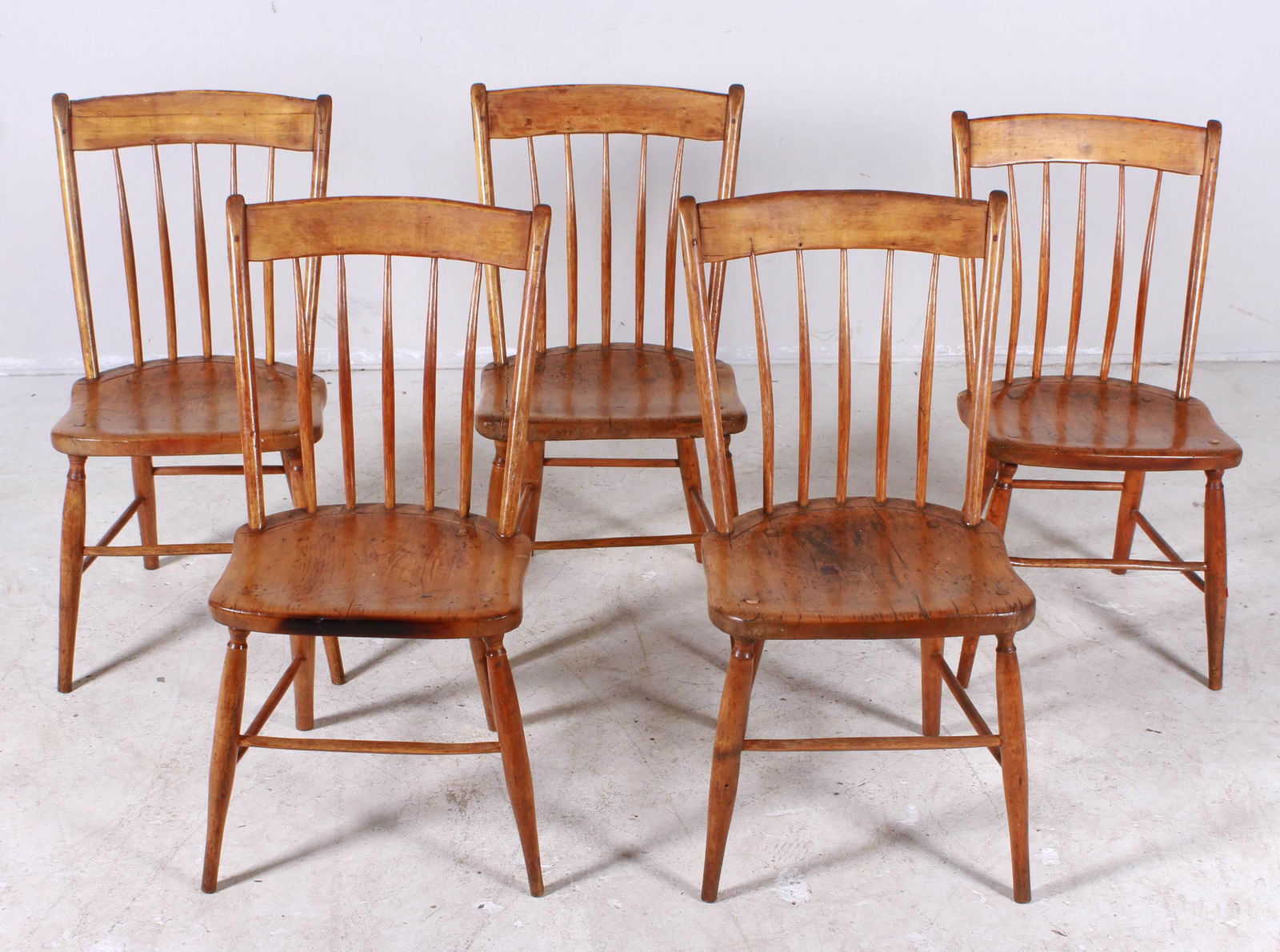 (5) Windsor side chairs, bent 5 spindle backs (1 of 4)