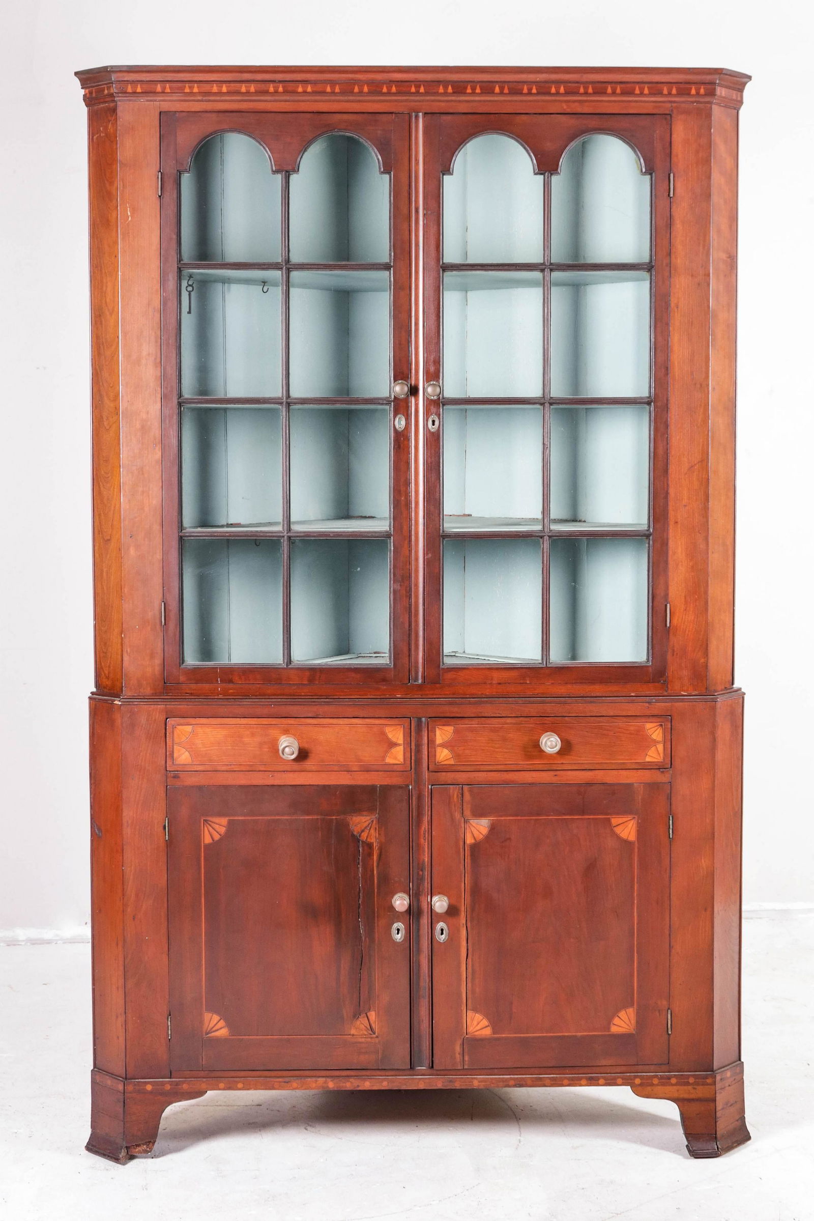 2-pc inlaid corner cabinet (1 of 13)