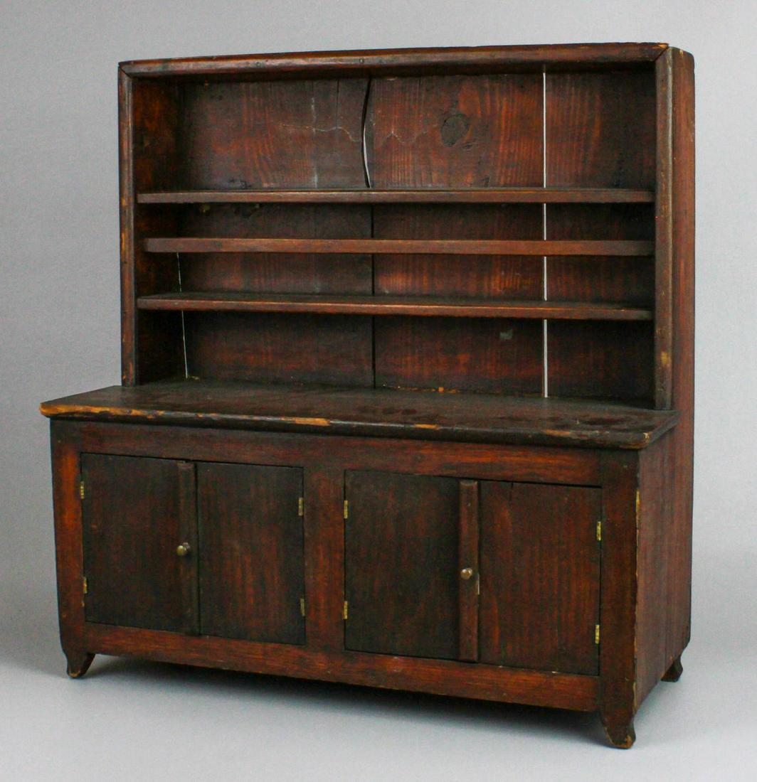 Miniature Pine Pewter Cupboard, 19th c (1 of 4)
