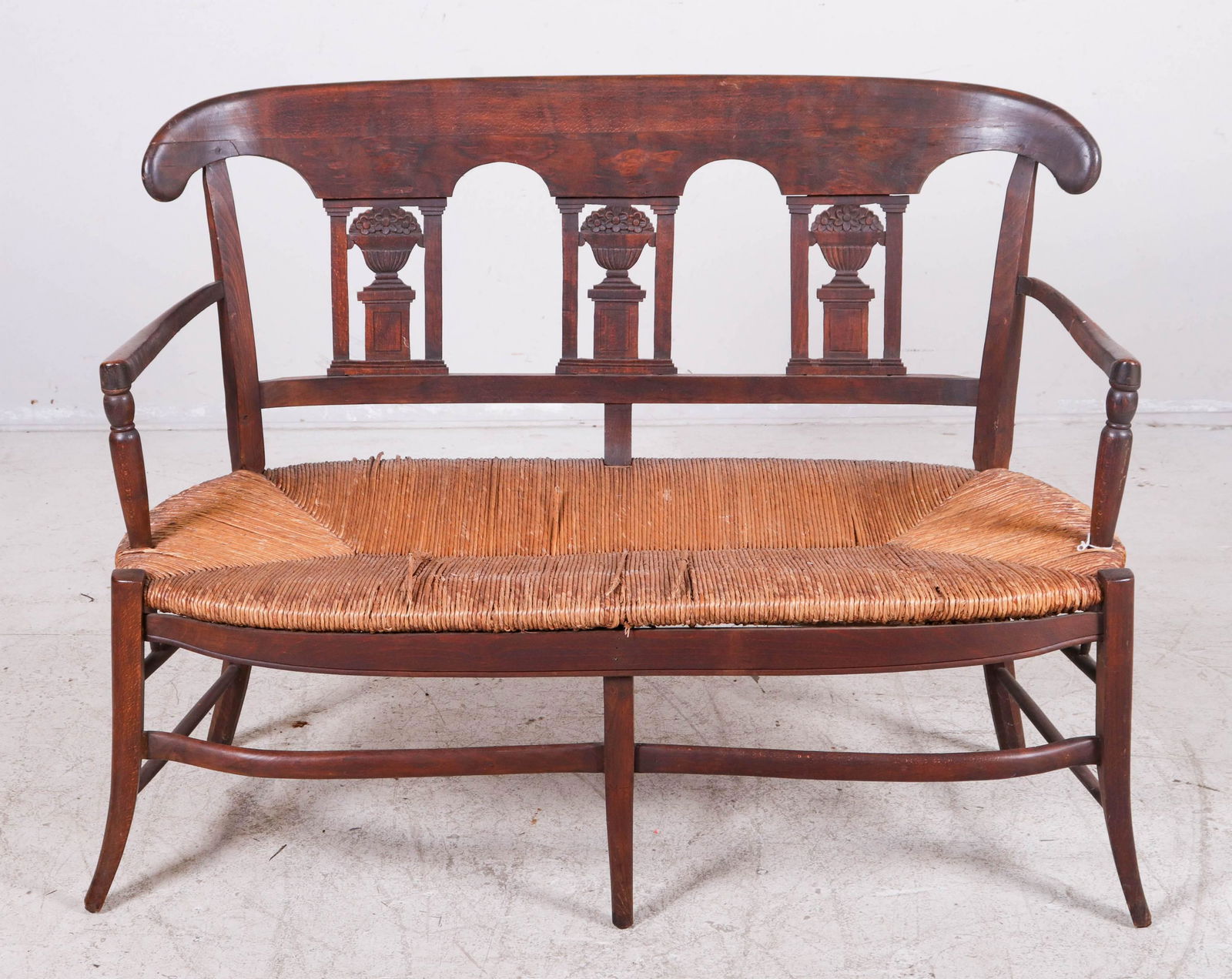 Triple back rush seat settee (1 of 3)
