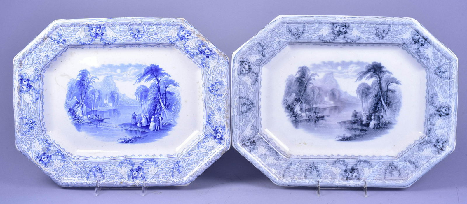 (2) Ironstone Transfer Decorated Platters (1 of 4)