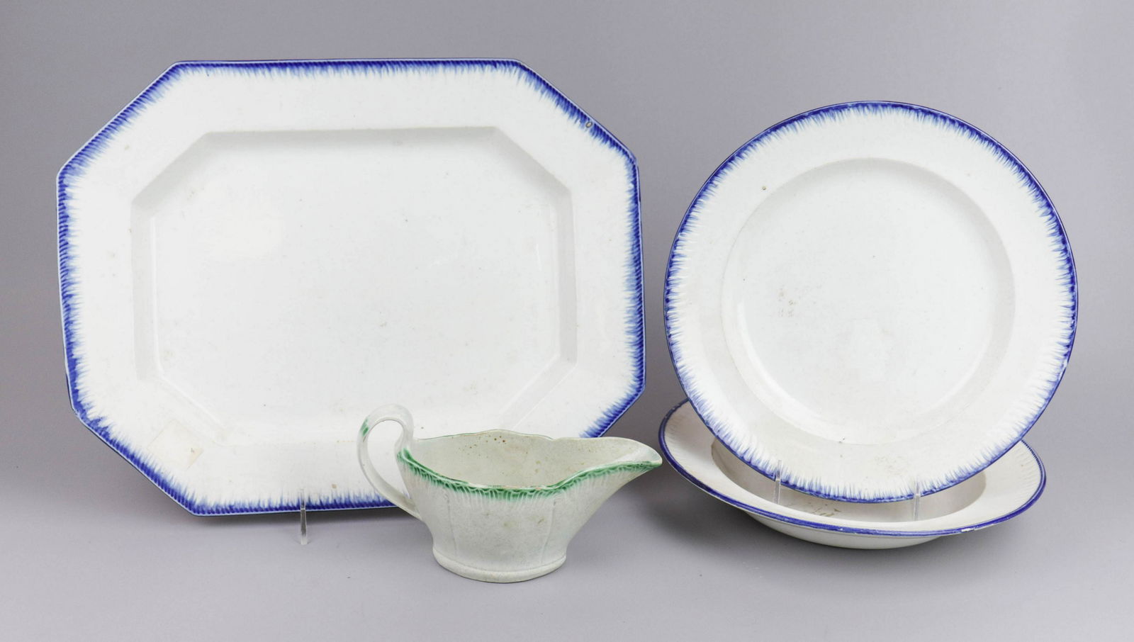 (4) Feather Edge Plates, Platter and Sauceboat (1 of 1)