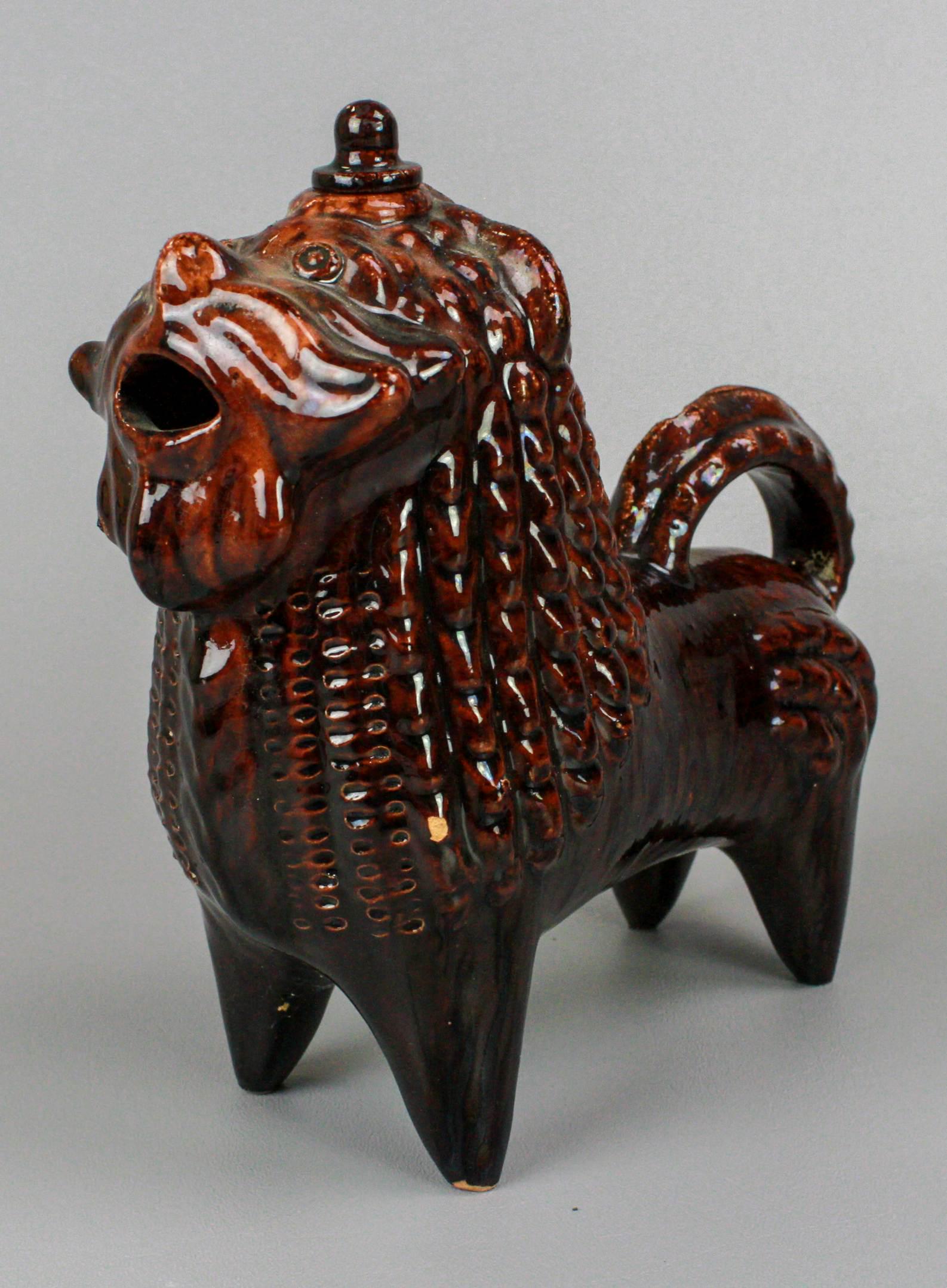 Molded Redware Lion Creamer (1 of 7)