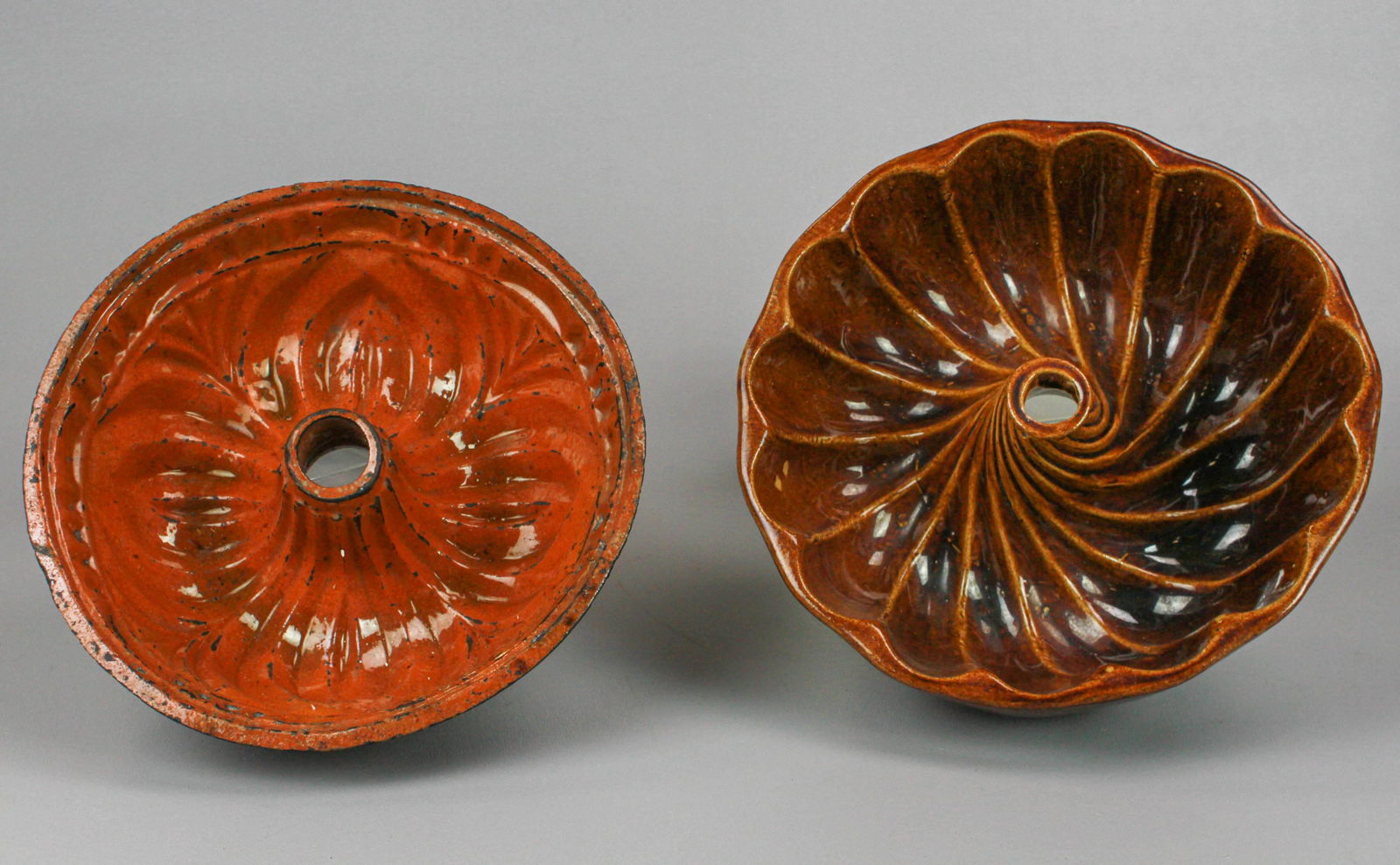(2) Redware Turk's Head Molds (1 of 2)