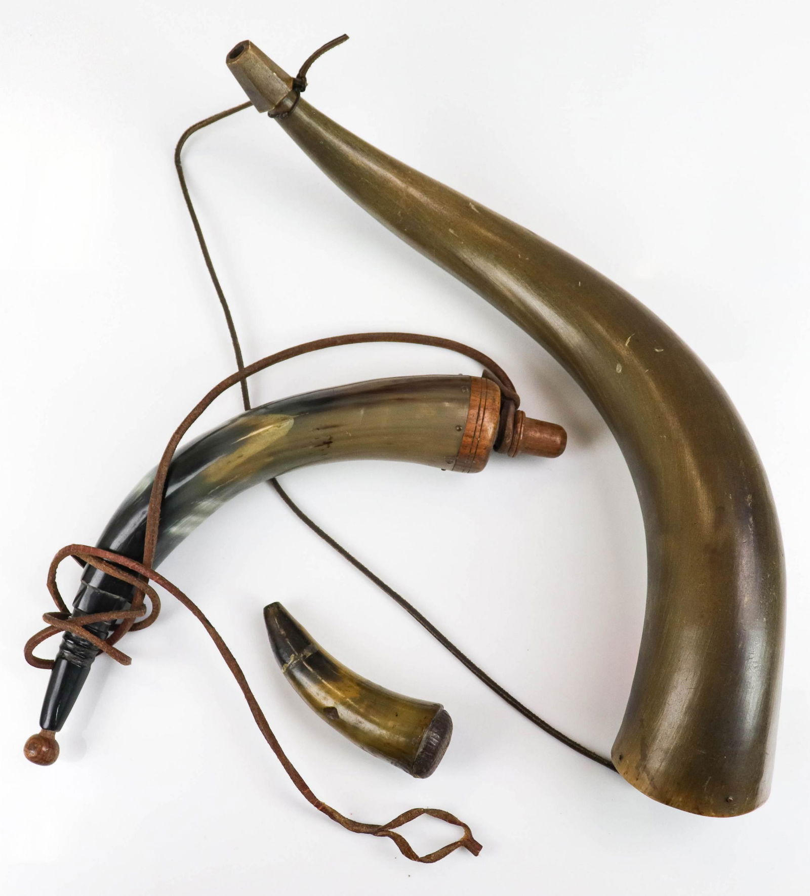 (3) Animal Horn Powder Horns (1 of 1)