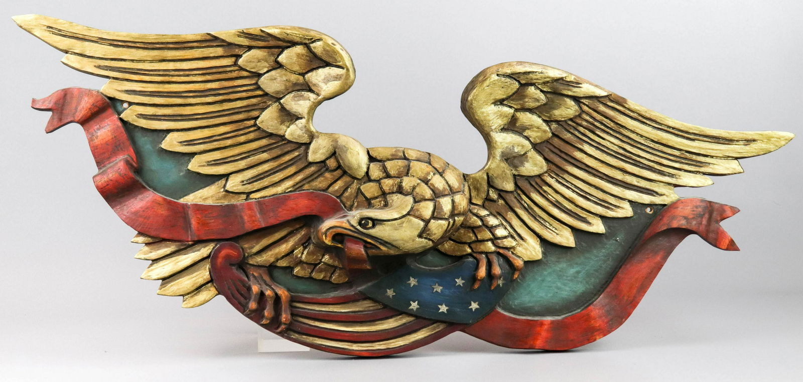 Carved Wood American Eagle Wall Hanging (1 of 2)