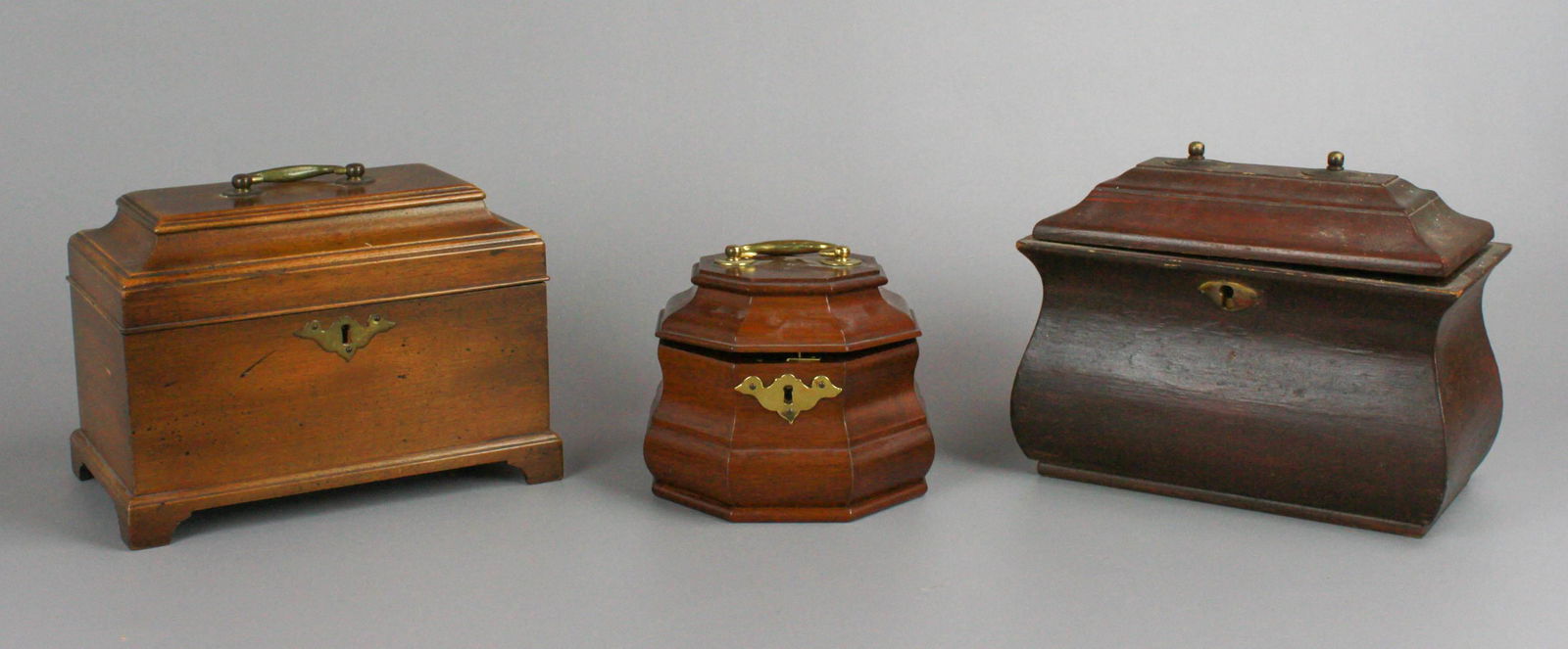 (3) Wood Tea Caddies (1 of 3)