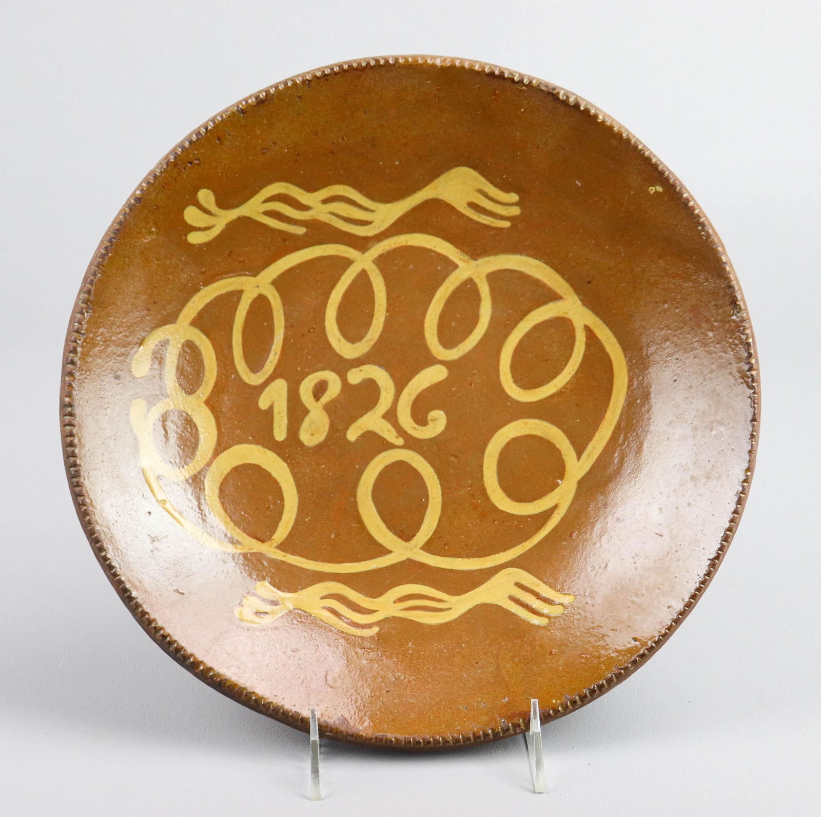 Norwalk Conn 1826 slipware plate (1 of 2)