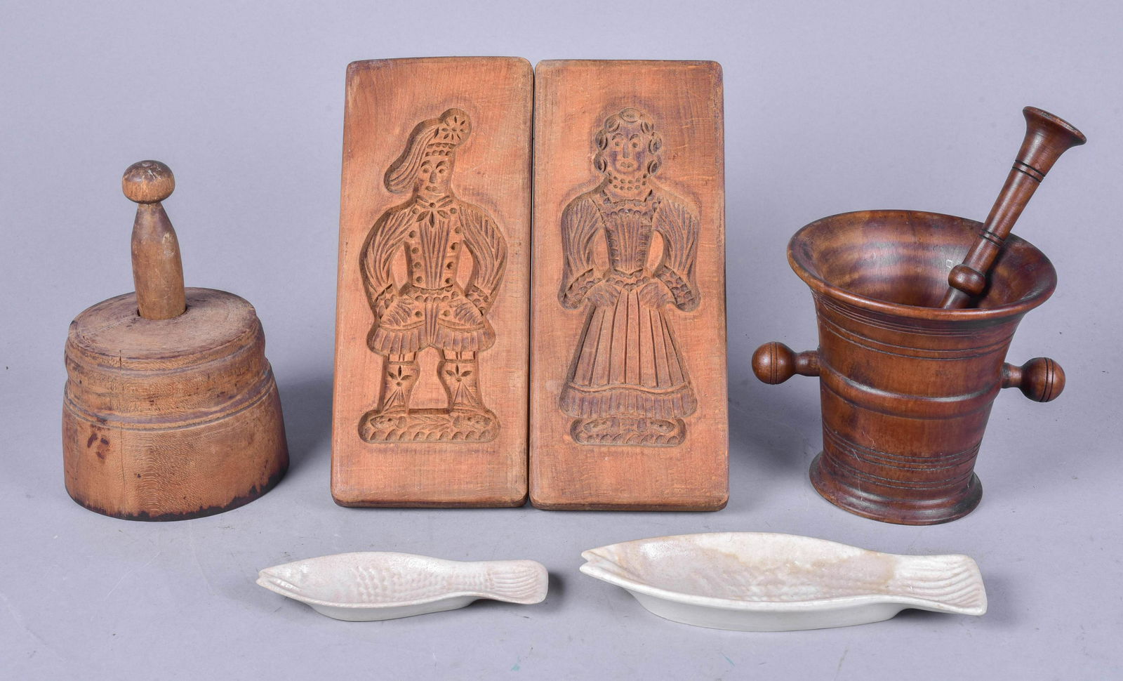(4) Wood & Pottery Kitchen Items (1 of 2)