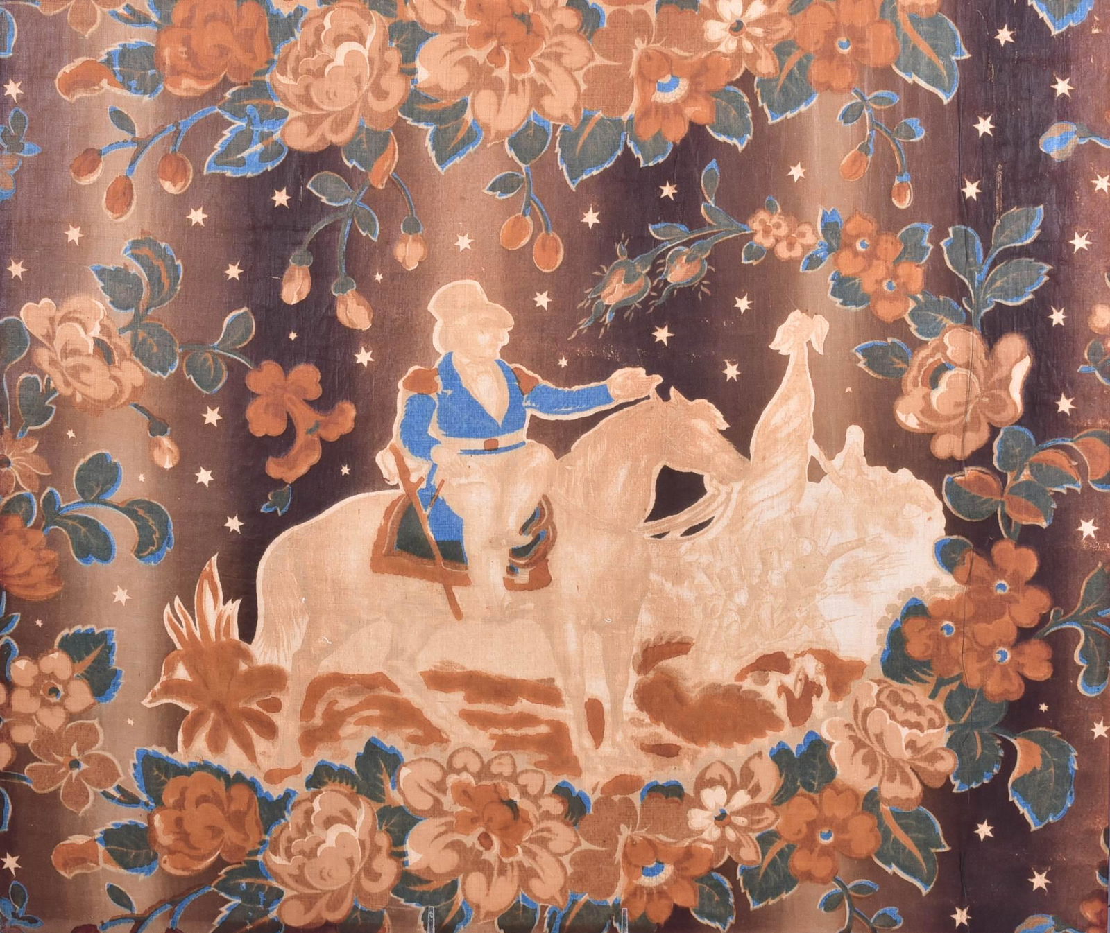 Glazed Chintz Fabric Panel, 26 1/2" x 21", 18th-19th c (1 of 5)