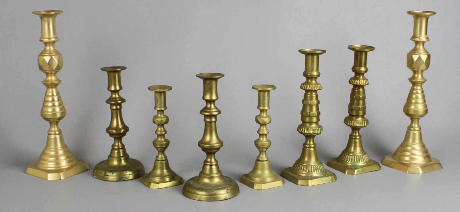 (4) Pair Brass Push-up Candlesticks (1 of 2)