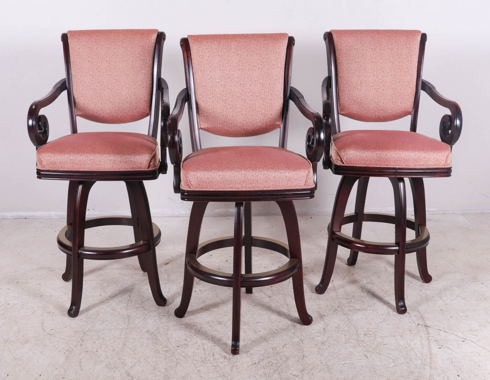 (3) Empire style Mahogany swivel bar stools (1 of 1)