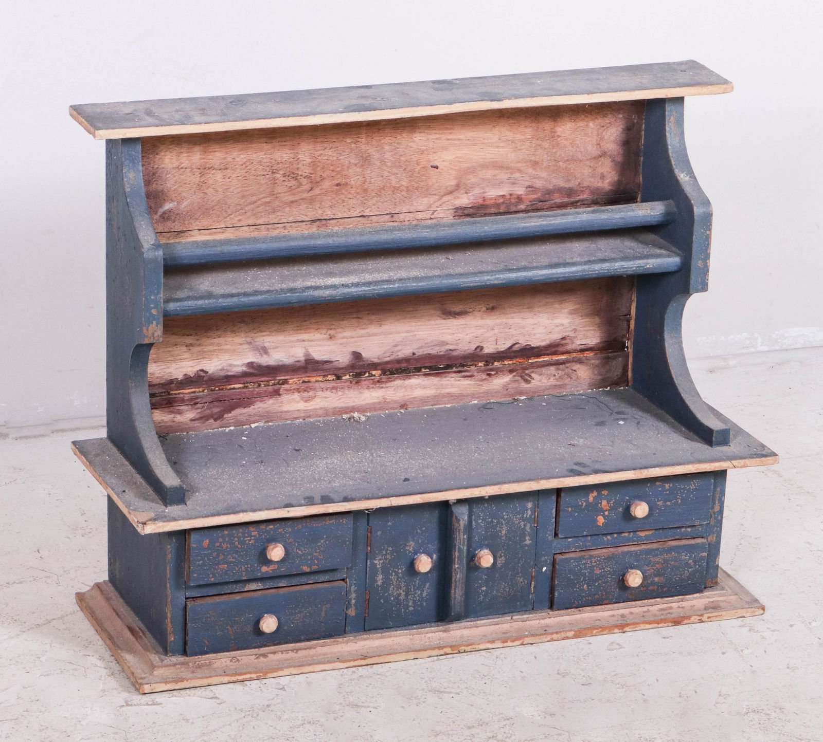 Blue painted hanging wall shelf (1 of 2)