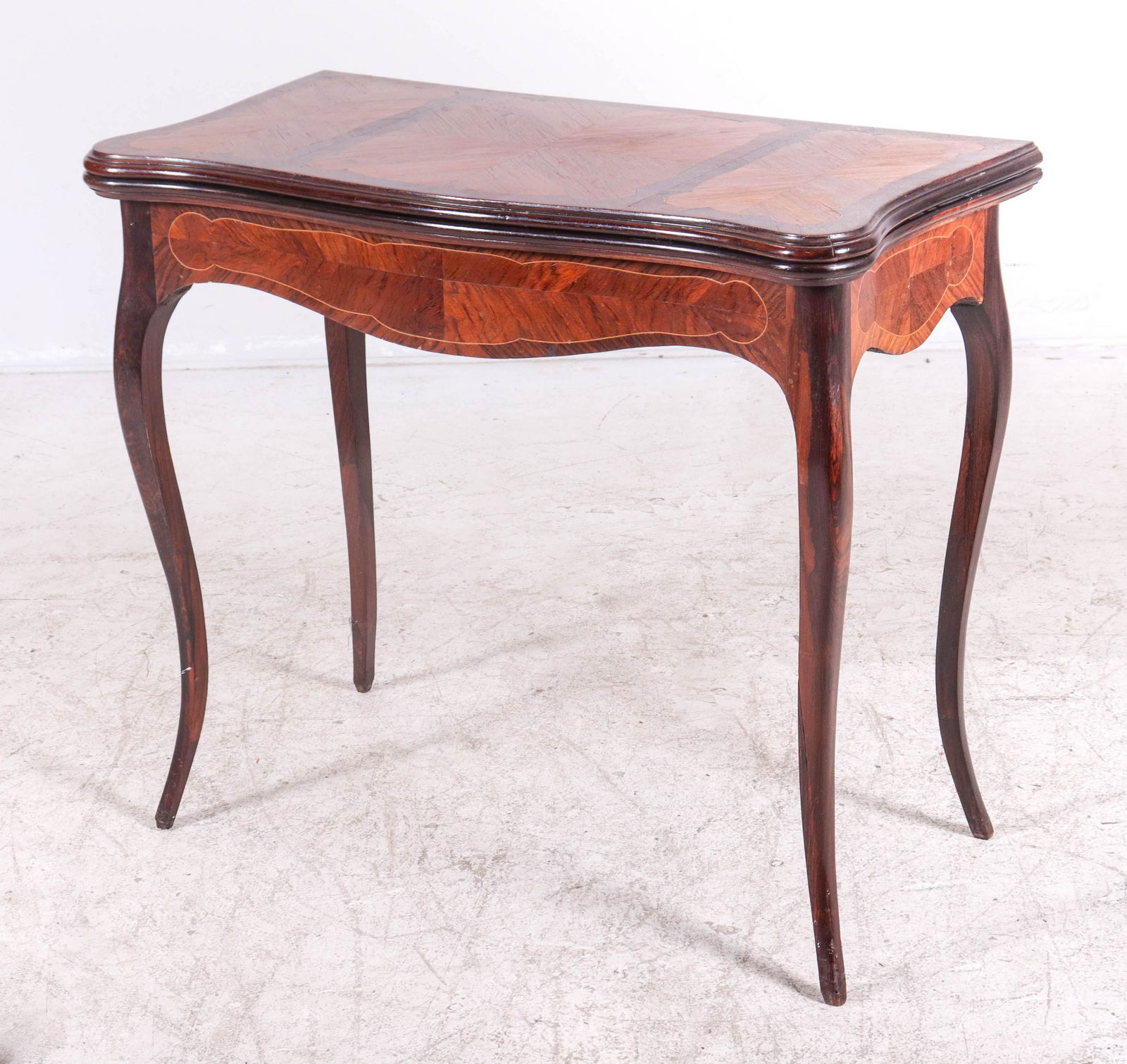 Mahogany French inlaid game table (1 of 3)