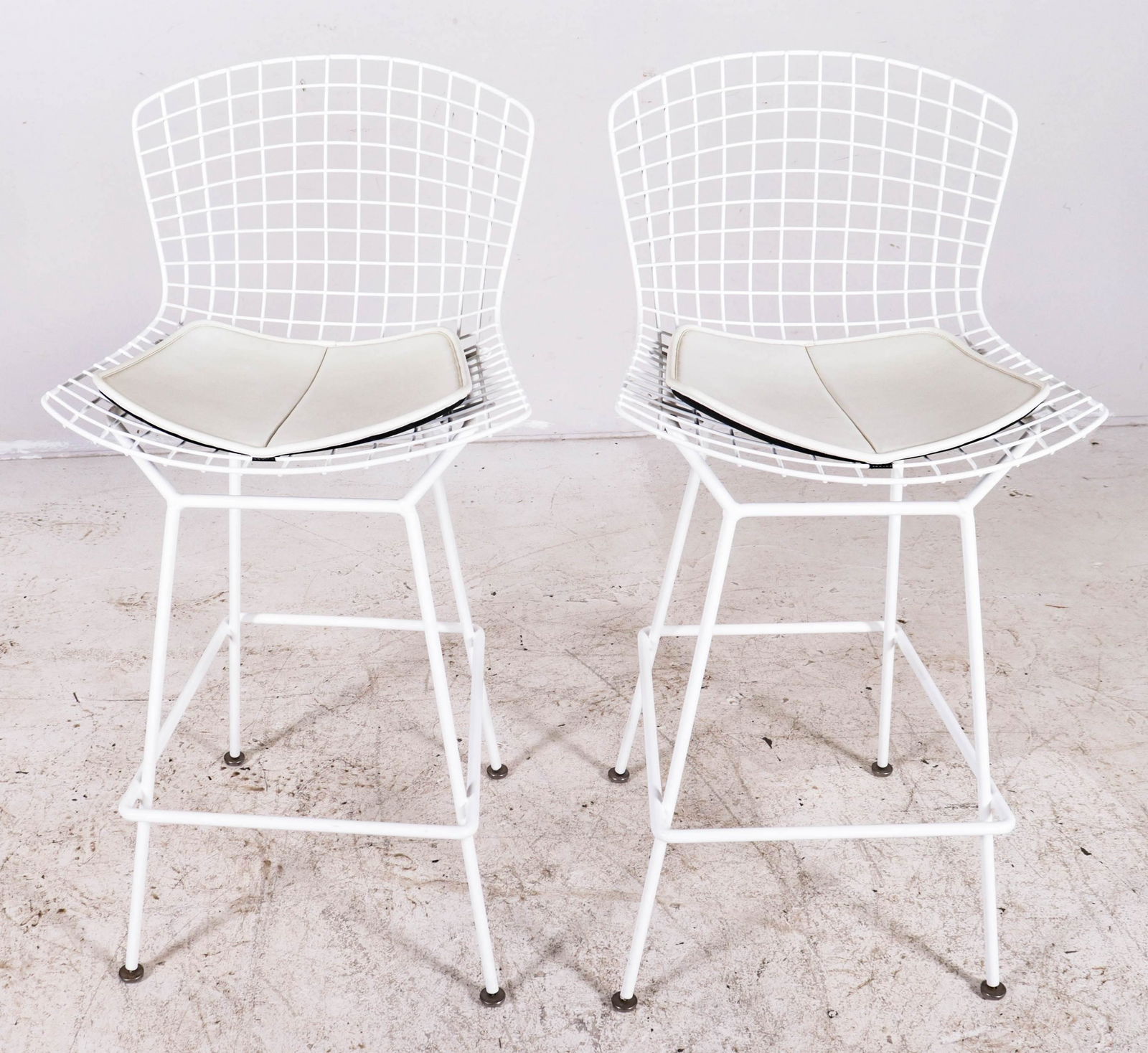 Pair Knoll Bertoia wire basket barstools (1 of 2)