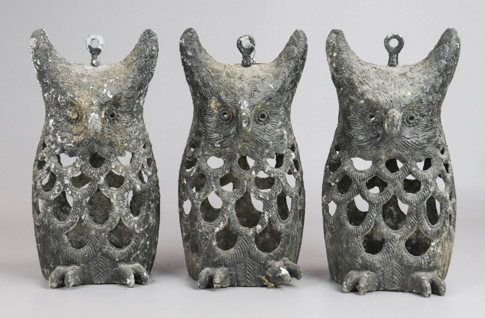 (3) Pierced metal garden owls (1 of 8)