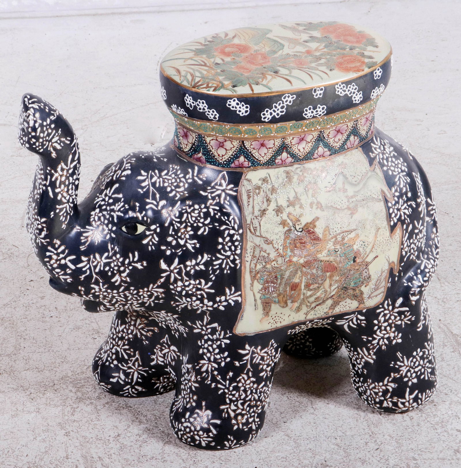 Ceramic elephant garden seat (1 of 2)