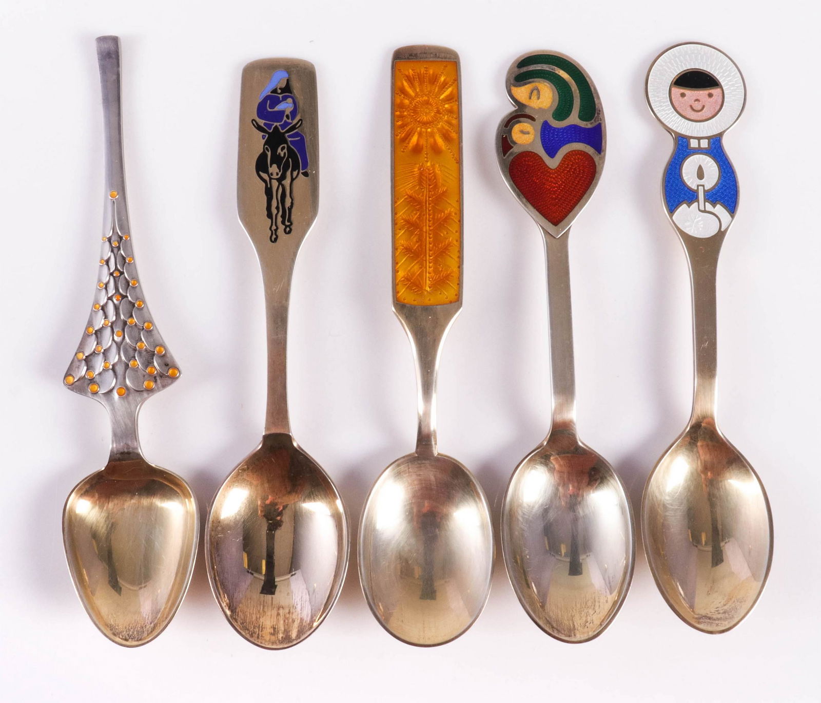 (5) Michelson Danish Sterling Christmas Spoons (1 of 1)