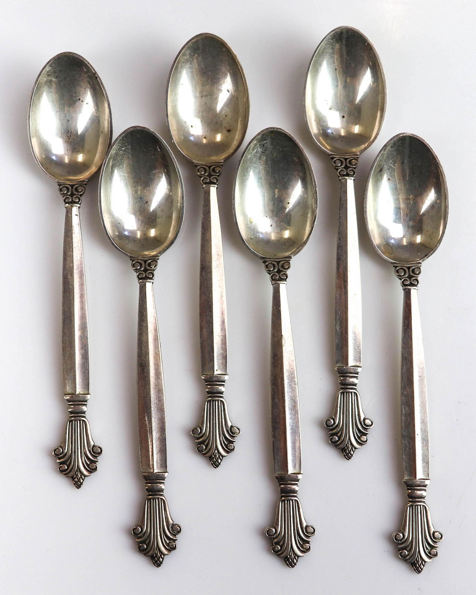 (6) Georg Jensen Acanthus Demitasse Spoons (1 of 2)