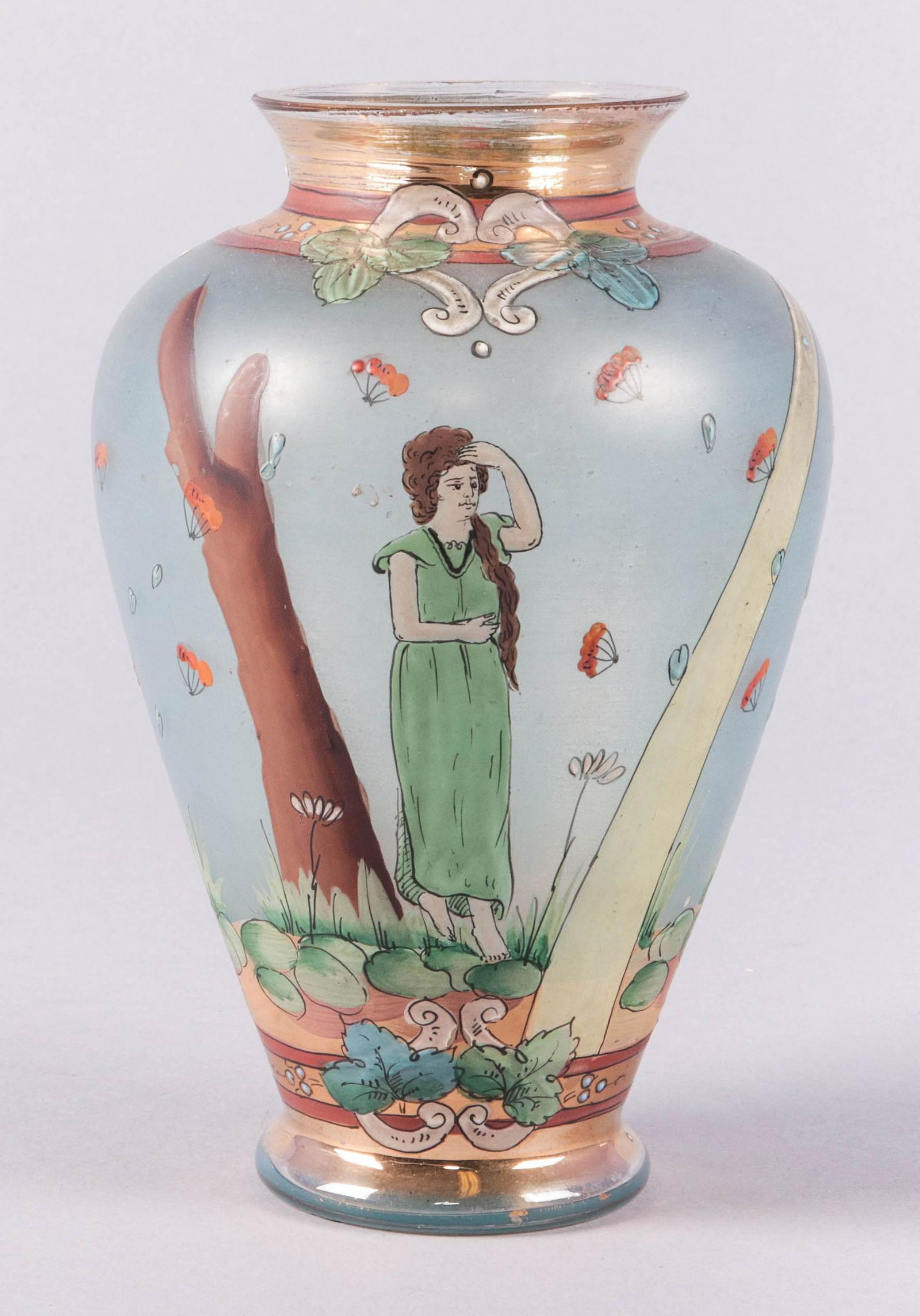 Max Rade Fritz Heckert Art Glass Vase: Max Rade Fritz Heckert art glass vase, unsigned, 6-5/8h