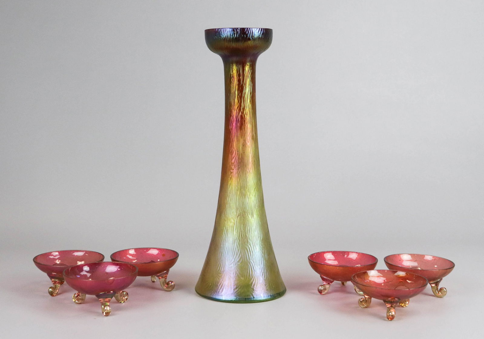 Loetz Type Nut Dishes and Vase (1 of 1)