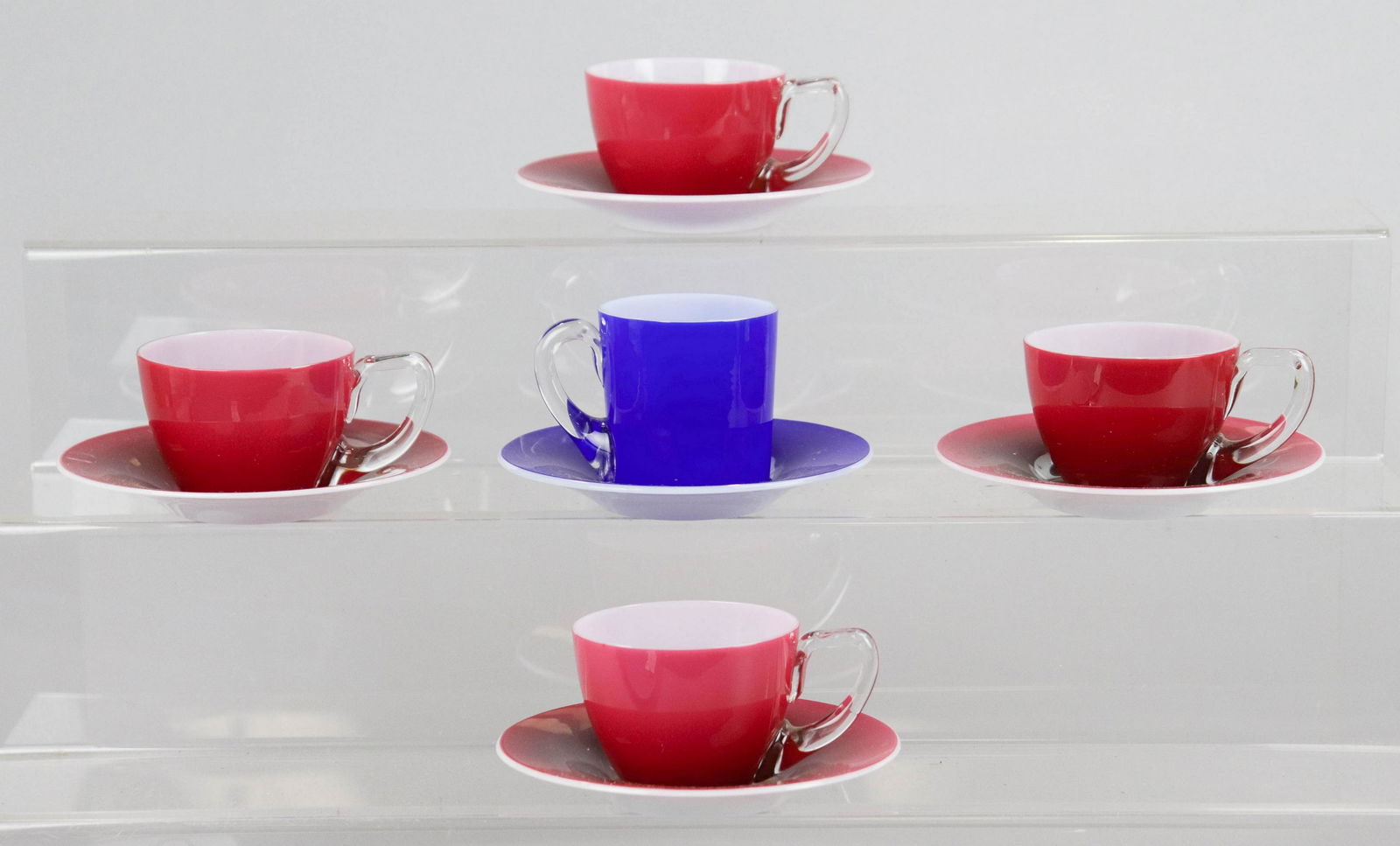 (5) Baccarat Cased Glass Cups and Saucers (1 of 1)