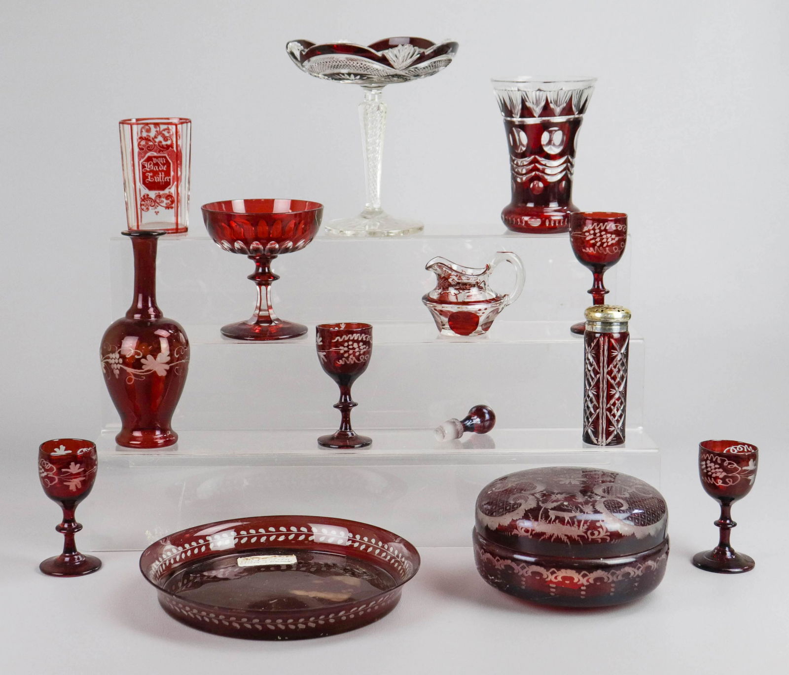 (13) Pc Cranberry Glass Grouping (1 of 1)