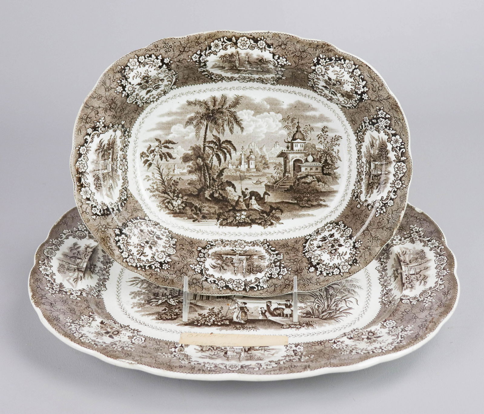 (2) Brown Transfer Platter and Serving Bowl (1 of 1)