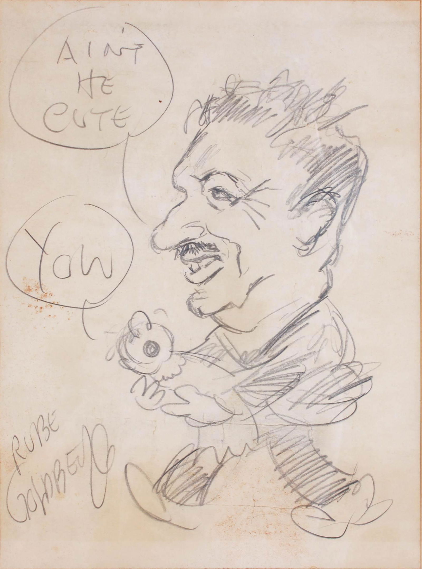 Rube Goldberg Caricature Drawing of a Man (1 of 3)