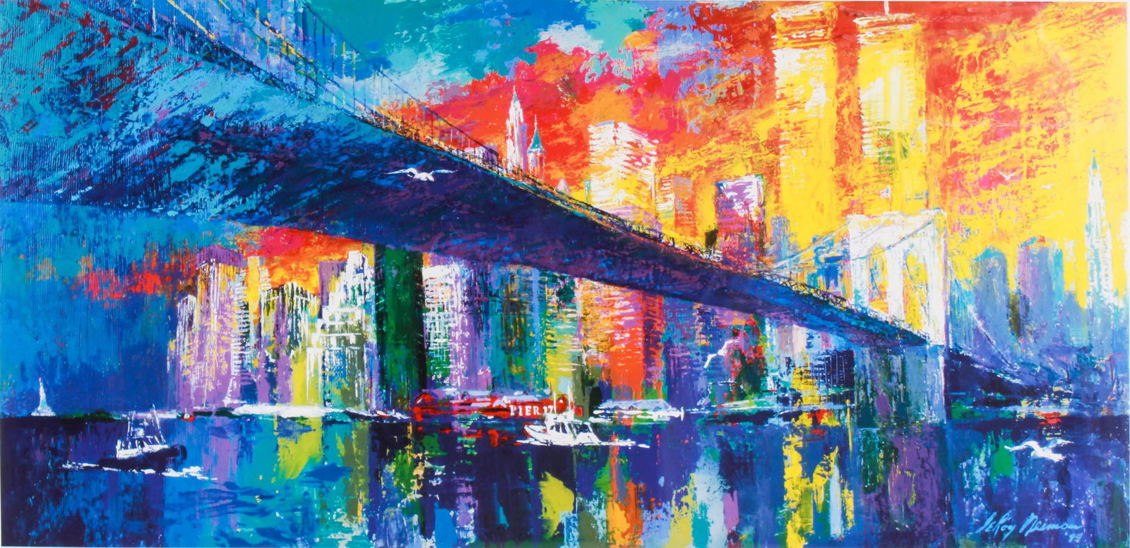 Leroy Neiman Signed Brooklyn Bridge Poster (1 of 3)