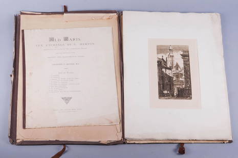 (6) Old Paris Etchings by C Meryon: Charles Meryon (French, 1821-1868), Old Paris Ten Etchings by C Meryon Reproduced on Copper by the Autogravure Process and Accompanied with Preface and Illustrative Notes by Stopford A Brooke MA, Whit