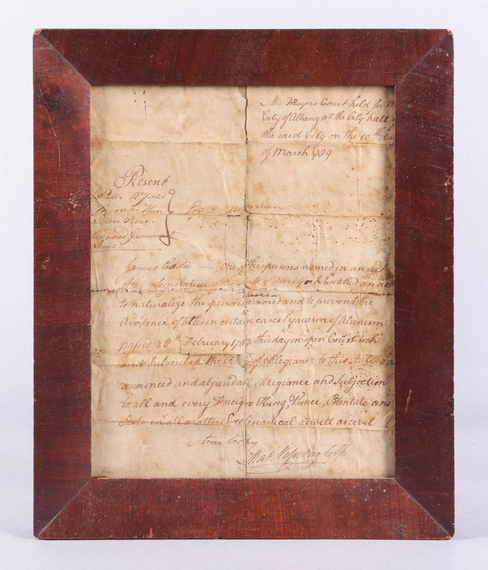 1789 Albany Letter of Allegiance (1 of 2)