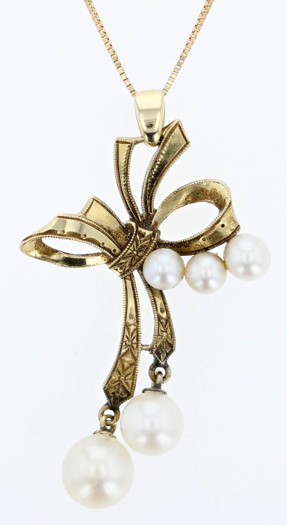 14K Vintage MIKIMOTO Ribbon Pearl Necklace (1 of 3)