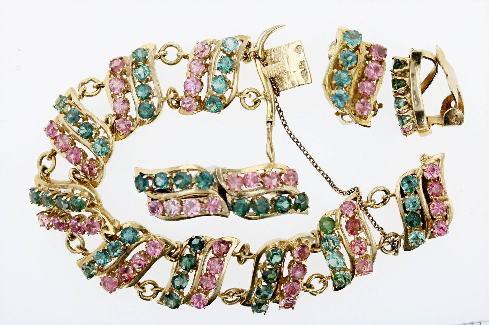 (3) 14K Bracelet, Earrings and Brooch Set (1 of 4)