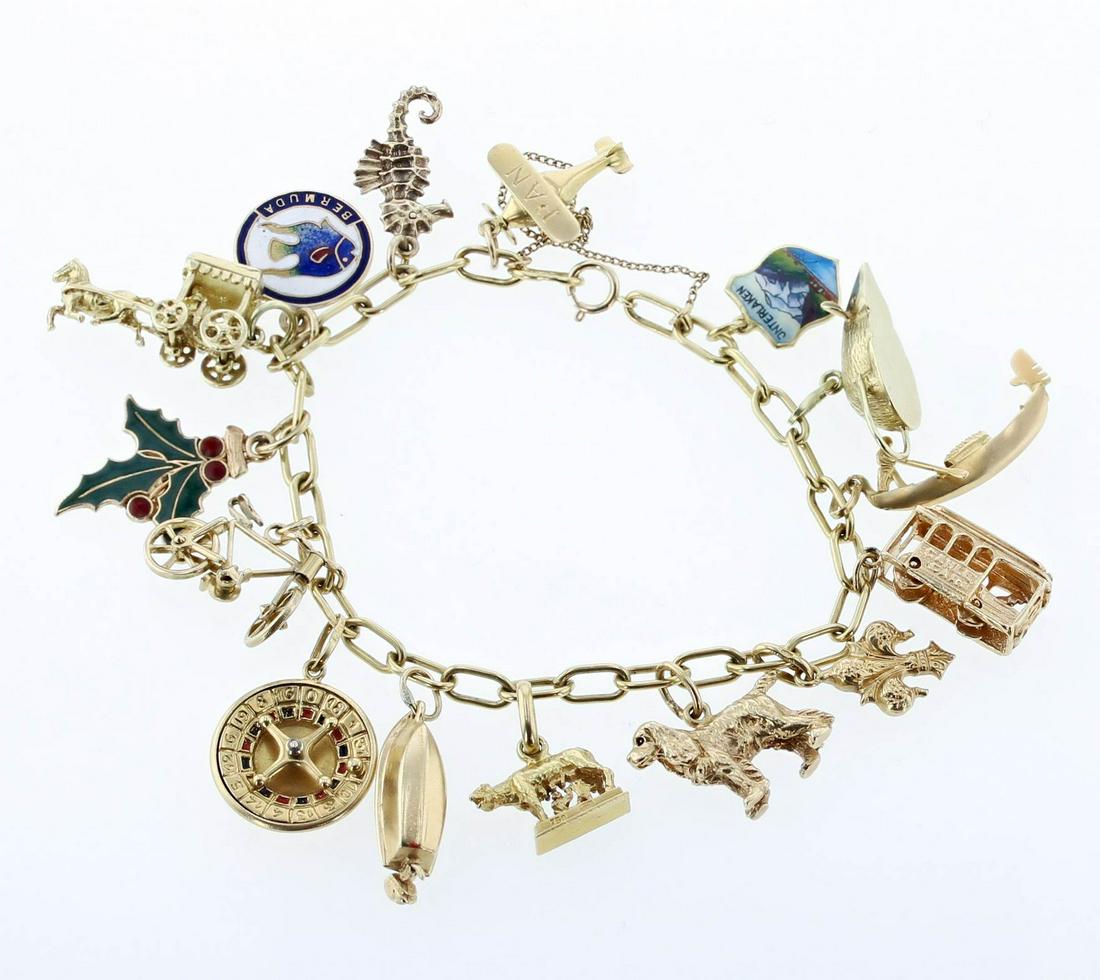18K Mixed Gold Charm Bracelet (1 of 2)