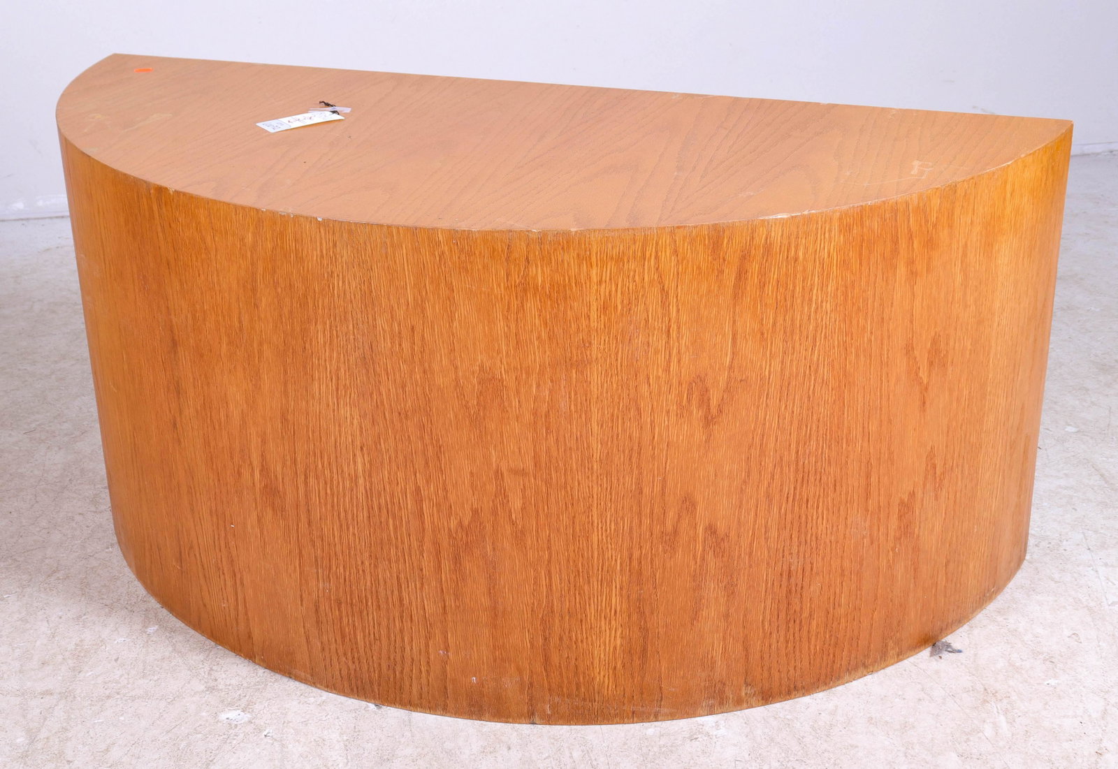Walnut demilune console/pedestal: Walnut demilune console/pedestal, 24"h x 50"w x 24"d