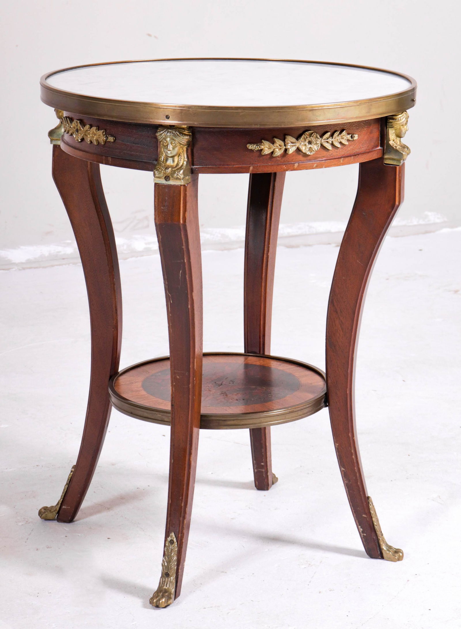 Mahogany 2-tier marbletop gueridon (1 of 3)