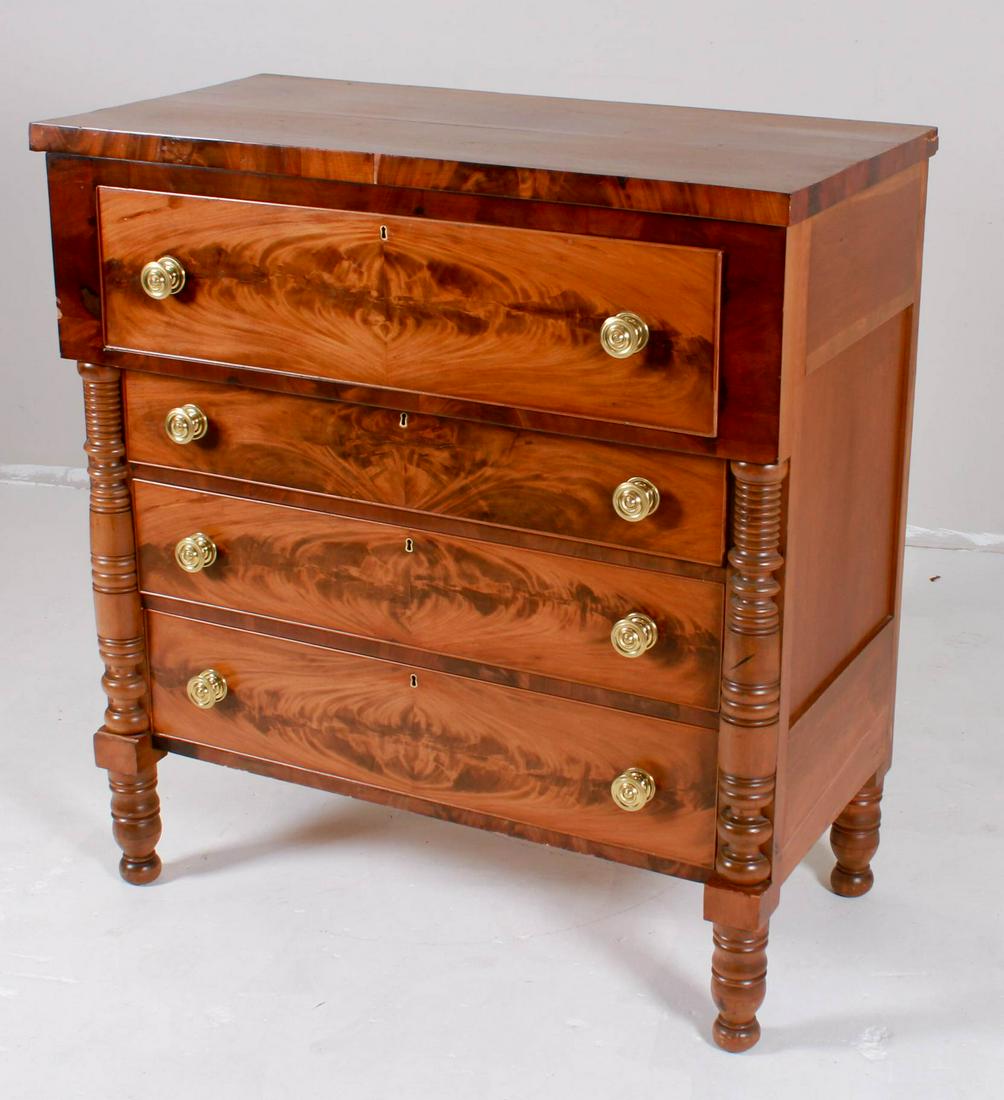 Sheraton mahogany stepback chest of drawers (1 of 8)